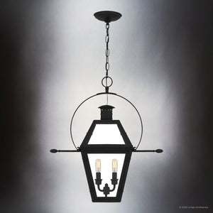Urban Ambiance - Pendant - UQL10190 English Country Outdoor Pendant, 23.50''H x 21.25''W x 10.50''Dep, Earth Black Finish, Paris Collection - 