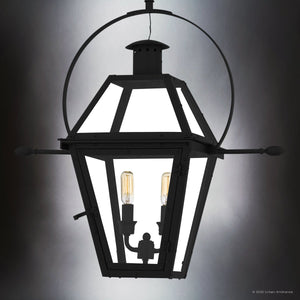 Urban Ambiance - Pendant - UQL10190 English Country Outdoor Pendant, 23.50''H x 21.25''W x 10.50''Dep, Earth Black Finish, Paris Collection - 