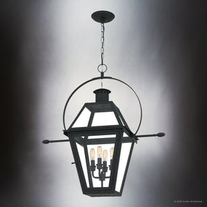 Urban Ambiance - Pendant - UQL10191 English Country Outdoor Pendant, 29.50''H x 27.50''W x 13.50''Dep, Earth Black Finish, Paris Collection - 