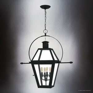 Urban Ambiance - Pendant - UQL10191 English Country Outdoor Pendant, 29.50''H x 27.50''W x 13.50''Dep, Earth Black Finish, Paris Collection - 