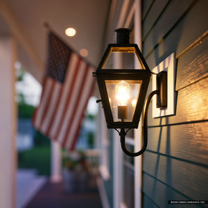 Urban Ambiance - Outdoor Wall Sconce - UQL10193 English Country Outdoor Wall Sconce, 20.50''H x 9.50''W x 11.00''Dep, Earth Black Finish, Paris Collection, Marine-Grade Construction -