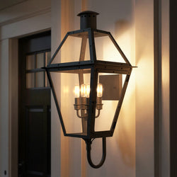 Urban Ambiance - Wall Sconce - UQL10194 English Country Outdoor Wall Sconce, 29.50''H x 13.50''W x 15.75''Dep, Earth Black Finish, Paris Collection - 