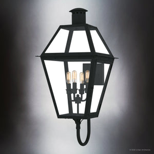 Urban Ambiance - Wall Sconce - UQL10194 English Country Outdoor Wall Sconce, 29.50''H x 13.50''W x 15.75''Dep, Earth Black Finish, Paris Collection - 