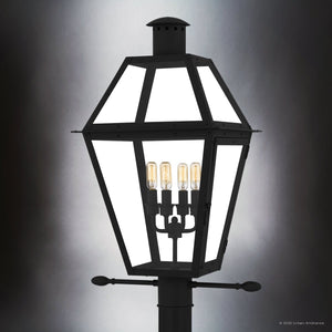 Urban Ambiance - Post Light - UQL10195 English Country Outdoor Post Light, 26.00''H x 17.00''W x 13.50''Dep, Earth Black Finish, Paris Collection - 