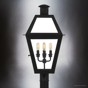 Urban Ambiance - Post Light - UQL10195 English Country Outdoor Post Light, 26.00''H x 17.00''W x 13.50''Dep, Earth Black Finish, Paris Collection - 