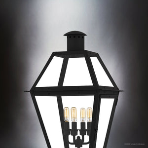 Urban Ambiance - Post Light - UQL10195 English Country Outdoor Post Light, 26.00''H x 17.00''W x 13.50''Dep, Earth Black Finish, Paris Collection - 