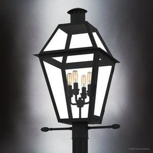 Urban Ambiance - Post Light - UQL10195 English Country Outdoor Post Light, 26.00''H x 17.00''W x 13.50''Dep, Earth Black Finish, Paris Collection - 
