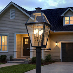Urban Ambiance - Post Light - UQL10195 English Country Outdoor Post Light, 26.00''H x 17.00''W x 13.50''Dep, Earth Black Finish, Paris Collection - 