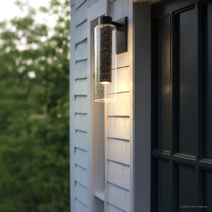 Urban Ambiance - Wall Sconce - UQL10202 Cosmopolitan Outdoor Wall Sconce, 19.75''H x 5.25''W x 7.00''Dep, Matte Black Finish, Greenfield Collection - 