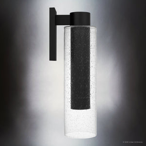 Urban Ambiance - Wall Sconce - UQL10202 Cosmopolitan Outdoor Wall Sconce, 19.75''H x 5.25''W x 7.00''Dep, Matte Black Finish, Greenfield Collection - 
