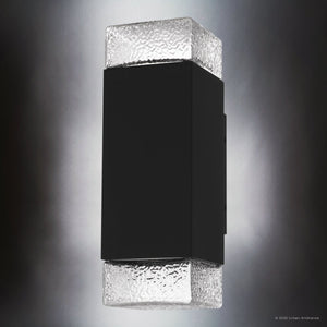 Urban Ambiance - Wall Sconce - UQL10211 Modern Rustic Outdoor Wall Sconce, 14.00''H x 4.75''W x 5.50''Dep, Matte Black Finish, Monrovia Collection - 