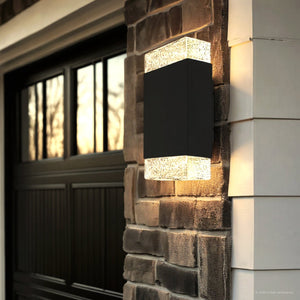 Urban Ambiance - Wall Sconce - UQL10211 Modern Rustic Outdoor Wall Sconce, 14.00''H x 4.75''W x 5.50''Dep, Matte Black Finish, Monrovia Collection - 