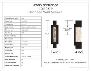 Urban Ambiance - Wall Sconce - UQL10220 Cosmopolitan Outdoor Wall Sconce, 16.00''H x 4.50''W x 4.25''Dep, Matte Black Finish, Keizer Collection - 