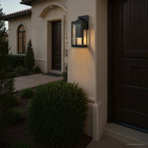 Urban Ambiance - Wall Sconce - UQL10230 Modern Outdoor Wall Sconce, 14.25''H x 5.00''W x 6.50''Dep, Earth Black Finish, Quincy Collection - 