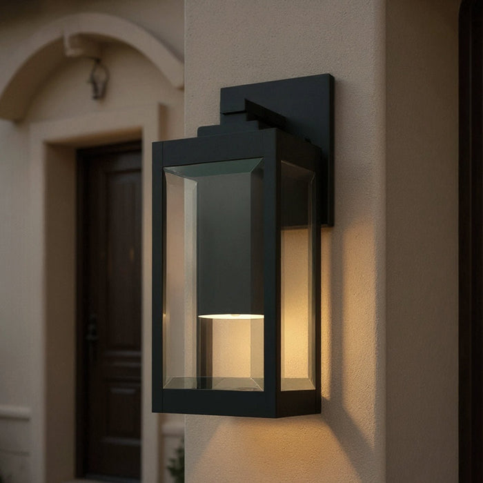 UQL10230 Modern Outdoor Wall Sconce, 14.25''H x 5.00''W x 6.50''Dep, Earth Black Finish, Quincy Collection