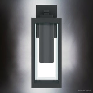 Urban Ambiance - Wall Sconce - UQL10231 Modern Outdoor Wall Sconce, 17.00''H x 6.00''W x 7.50''Dep, Earth Black Finish, Quincy Collection - 
