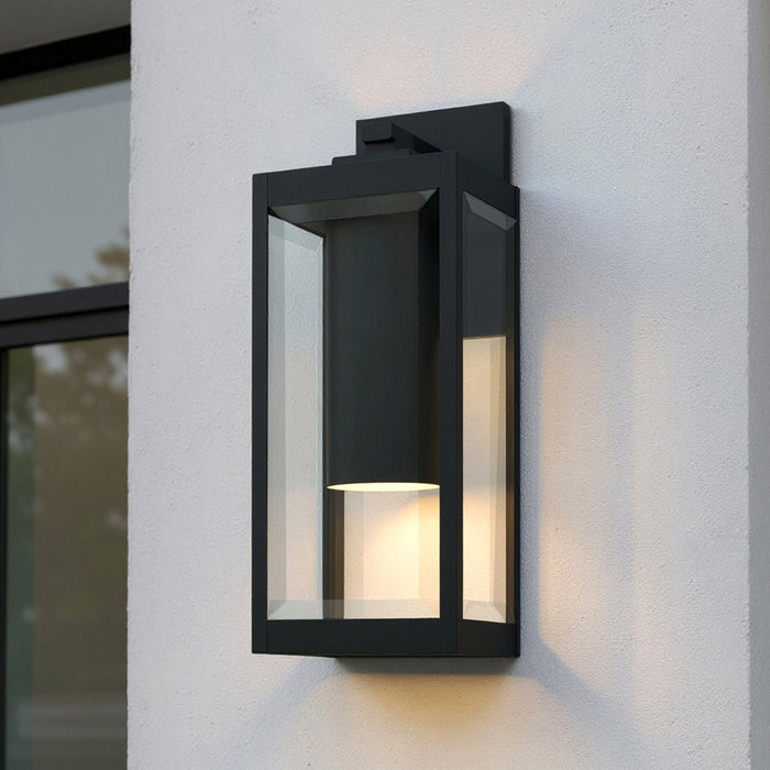 UQL10231 Modern Outdoor Wall Sconce, 17.00''H x 6.00''W x 7.50''Dep, Earth Black Finish, Quincy Collection