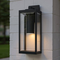 Urban Ambiance - Wall Sconce - UQL10232 Modern Outdoor Wall Sconce, 20.00''H x 7.00''W x 8.50''Dep, Earth Black Finish, Quincy Collection - 