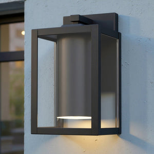 Urban Ambiance - Wall Sconce - UQL10233 Modern Outdoor Wall Sconce, 10.00''H x 5.75''W x 6.50''Dep, Earth Black Finish, Quincy Collection - 