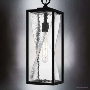 Urban Ambiance - Pendant - UQL10240 Contemporary Outdoor Pendant, 21.75''H x 7.00''W x 7.00''Dep, Matte Black Finish, Covington Collection - 