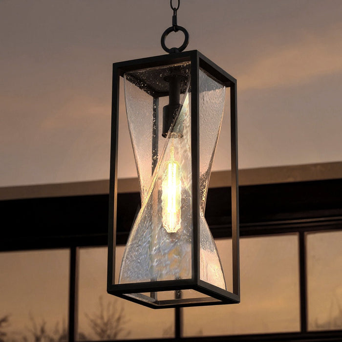 UQL10240 Contemporary Outdoor Pendant, 21.75''H x 7.00''W x 7.00''Dep, Matte Black Finish, Covington Collection