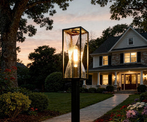 Urban Ambiance - Post Light - UQL10241 Contemporary Outdoor Post Light, 21.25''H x 7.00''W x 7.00''Dep, Matte Black Finish, Covington Collection - 