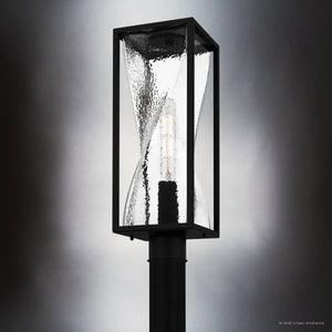 Urban Ambiance - Post Light - UQL10241 Contemporary Outdoor Post Light, 21.25''H x 7.00''W x 7.00''Dep, Matte Black Finish, Covington Collection - 