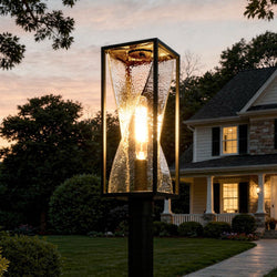 Urban Ambiance - Post Light - UQL10241 Contemporary Outdoor Post Light, 21.25''H x 7.00''W x 7.00''Dep, Matte Black Finish, Covington Collection - 