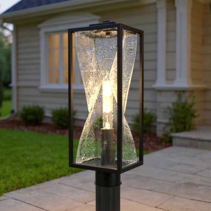 UQL10241 Contemporary Outdoor Post Light, 21.25''H x 7.00''W x 7.00''Dep, Matte Black Finish, Covington Collection
