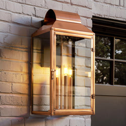 Urban Ambiance - Wall Sconce - UQL10252 Colonial Outdoor Wall Sconce, 23''H x 11.75''W x 10.75''Dep, Aged Copper Finish, Ashforden Collection - 