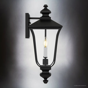 Urban Ambiance - Wall Sconce - UQL10260 Traditional Outdoor Wall Sconce, 20''H x 8''W x 8.75''Dep, Matte Black Finish, Casterleigh Collection - 