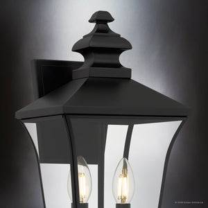 Urban Ambiance - Wall Sconce - UQL10260 Traditional Outdoor Wall Sconce, 20''H x 8''W x 8.75''Dep, Matte Black Finish, Casterleigh Collection - 