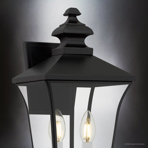 Urban Ambiance - Wall Sconce - UQL10260 Traditional Outdoor Wall Sconce, 20''H x 8''W x 8.75''Dep, Matte Black Finish, Casterleigh Collection - 
