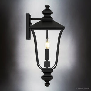 Urban Ambiance - Wall Sconce - UQL10260 Traditional Outdoor Wall Sconce, 20''H x 8''W x 8.75''Dep, Matte Black Finish, Casterleigh Collection - 