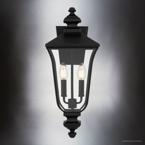 Urban Ambiance - Wall Sconce - UQL10260 Traditional Outdoor Wall Sconce, 20''H x 8''W x 8.75''Dep, Matte Black Finish, Casterleigh Collection - 