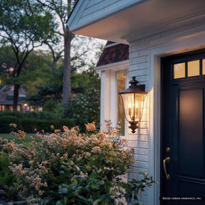 Urban Ambiance - Wall Sconce - UQL10260 Traditional Outdoor Wall Sconce, 20''H x 8''W x 8.75''Dep, Matte Black Finish, Casterleigh Collection - 