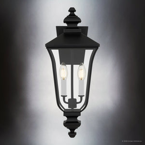 Urban Ambiance - Wall Sconce - UQL10260 Traditional Outdoor Wall Sconce, 20''H x 8''W x 8.75''Dep, Matte Black Finish, Casterleigh Collection - 
