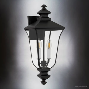 Urban Ambiance - Wall Sconce - UQL10260 Traditional Outdoor Wall Sconce, 20''H x 8''W x 8.75''Dep, Matte Black Finish, Casterleigh Collection - 