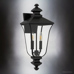 Urban Ambiance - Wall Sconce - UQL10260 Traditional Outdoor Wall Sconce, 20''H x 8''W x 8.75''Dep, Matte Black Finish, Casterleigh Collection - 
