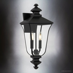 Urban Ambiance - Wall Sconce - UQL10260 Traditional Outdoor Wall Sconce, 20''H x 8''W x 8.75''Dep, Matte Black Finish, Casterleigh Collection - 