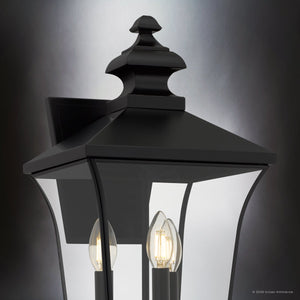 Urban Ambiance - Wall Sconce - UQL10261 Traditional Outdoor Wall Sconce, 25.25''H x 10''W x 11.25''Dep, Matte Black Finish, Casterleigh Collection - 