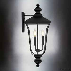 Urban Ambiance - Wall Sconce - UQL10261 Traditional Outdoor Wall Sconce, 25.25''H x 10''W x 11.25''Dep, Matte Black Finish, Casterleigh Collection - 