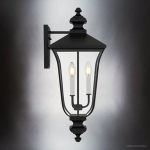 Urban Ambiance - Wall Sconce - UQL10261 Traditional Outdoor Wall Sconce, 25.25''H x 10''W x 11.25''Dep, Matte Black Finish, Casterleigh Collection - 