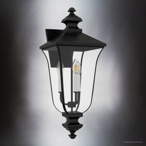 Urban Ambiance - Wall Sconce - UQL10261 Traditional Outdoor Wall Sconce, 25.25''H x 10''W x 11.25''Dep, Matte Black Finish, Casterleigh Collection - 