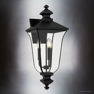 Urban Ambiance - Wall Sconce - UQL10261 Traditional Outdoor Wall Sconce, 25.25''H x 10''W x 11.25''Dep, Matte Black Finish, Casterleigh Collection - 