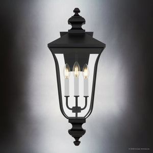Urban Ambiance - Wall Sconce - UQL10261 Traditional Outdoor Wall Sconce, 25.25''H x 10''W x 11.25''Dep, Matte Black Finish, Casterleigh Collection - 
