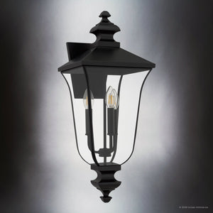 Urban Ambiance - Wall Sconce - UQL10261 Traditional Outdoor Wall Sconce, 25.25''H x 10''W x 11.25''Dep, Matte Black Finish, Casterleigh Collection - 