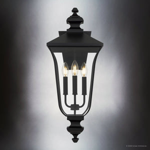 Urban Ambiance - Wall Sconce - UQL10261 Traditional Outdoor Wall Sconce, 25.25''H x 10''W x 11.25''Dep, Matte Black Finish, Casterleigh Collection - 