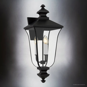 Urban Ambiance - Wall Sconce - UQL10261 Traditional Outdoor Wall Sconce, 25.25''H x 10''W x 11.25''Dep, Matte Black Finish, Casterleigh Collection - 