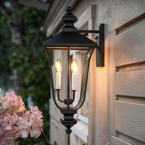 Urban Ambiance - Wall Sconce - UQL10261 Traditional Outdoor Wall Sconce, 25.25''H x 10''W x 11.25''Dep, Matte Black Finish, Casterleigh Collection - 